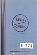 Kent-Owens-Kent-Kent Owens No. 1-8, 1-14, 1-V Milling Machine Operation Manual-No. 1-14-No. 1-8-No. 1-V-01